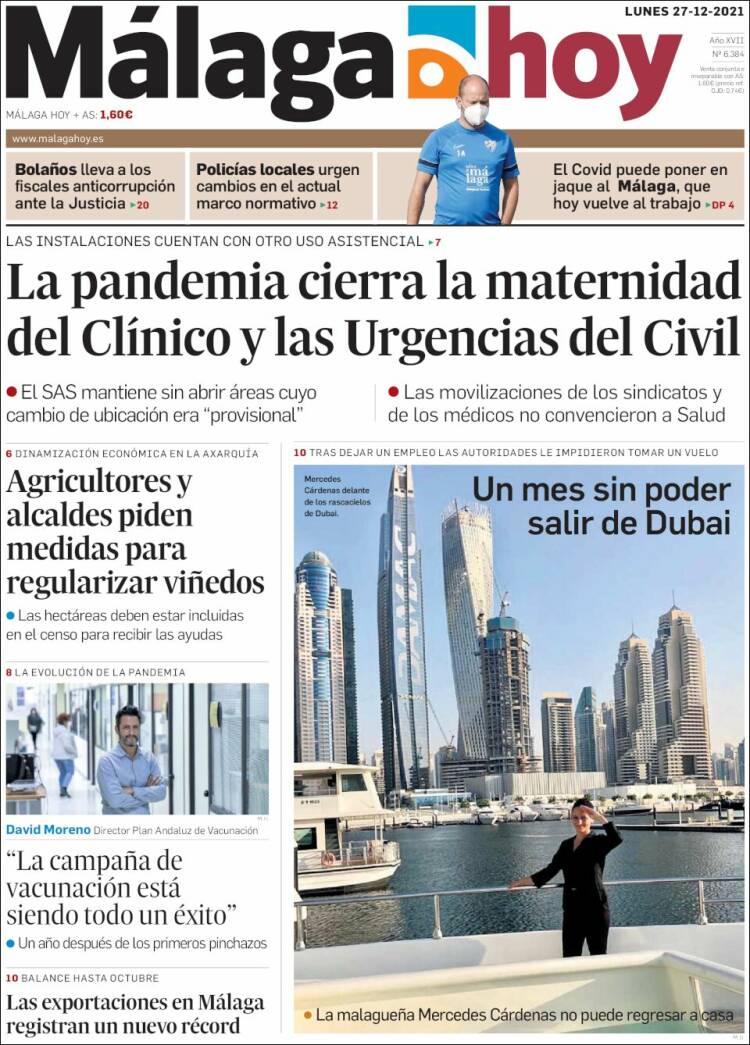 Portada de Málaga Hoy (Espa&ntilde;a)