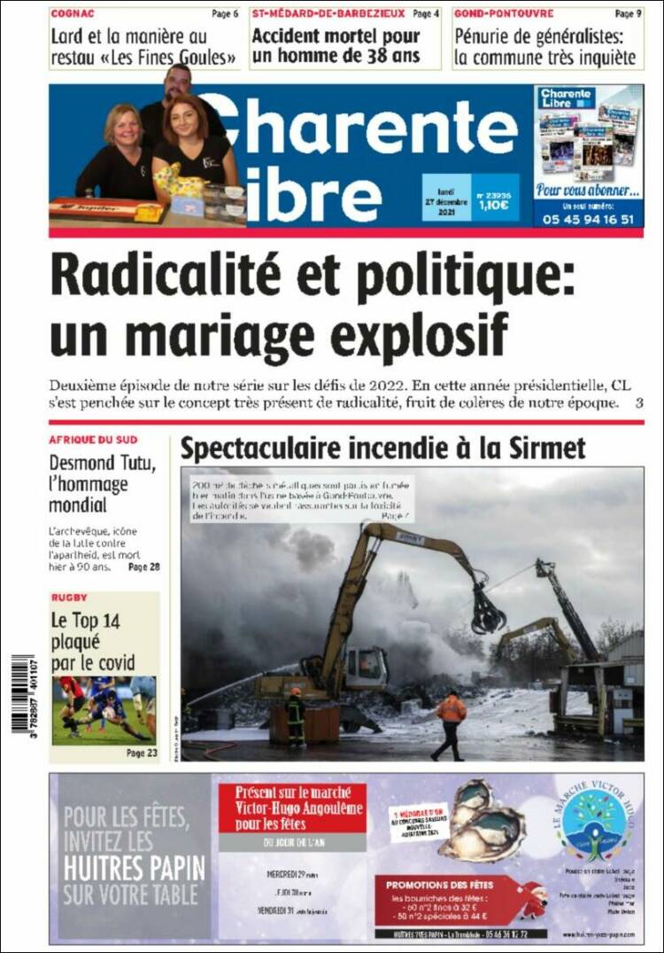 Portada de Charente Libre (Francia)