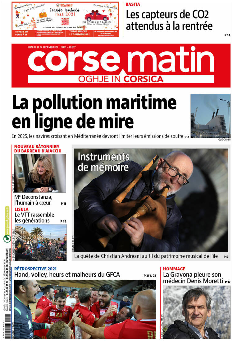 Portada de Corse-Matin (Francia)