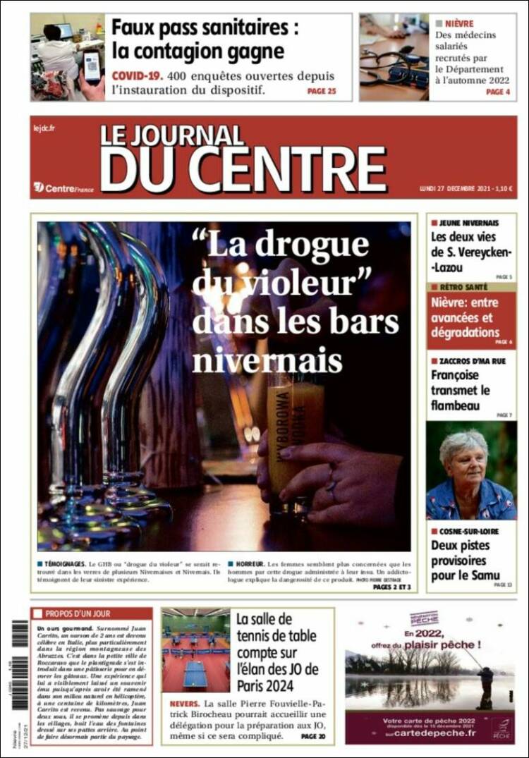 Portada de Le Journal du Centre (Francia)