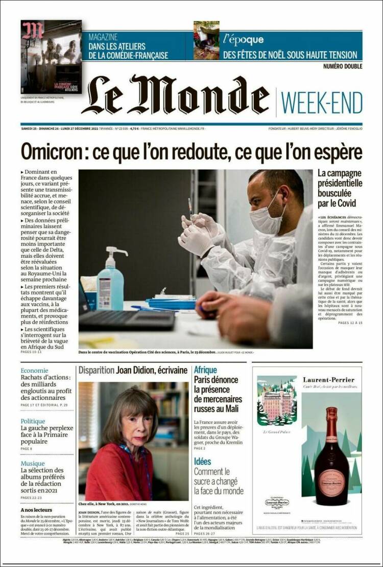 Portada de Le Monde (Francia)