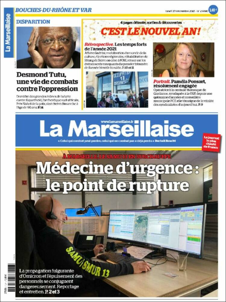 Portada de La Marseillaise (Francia)