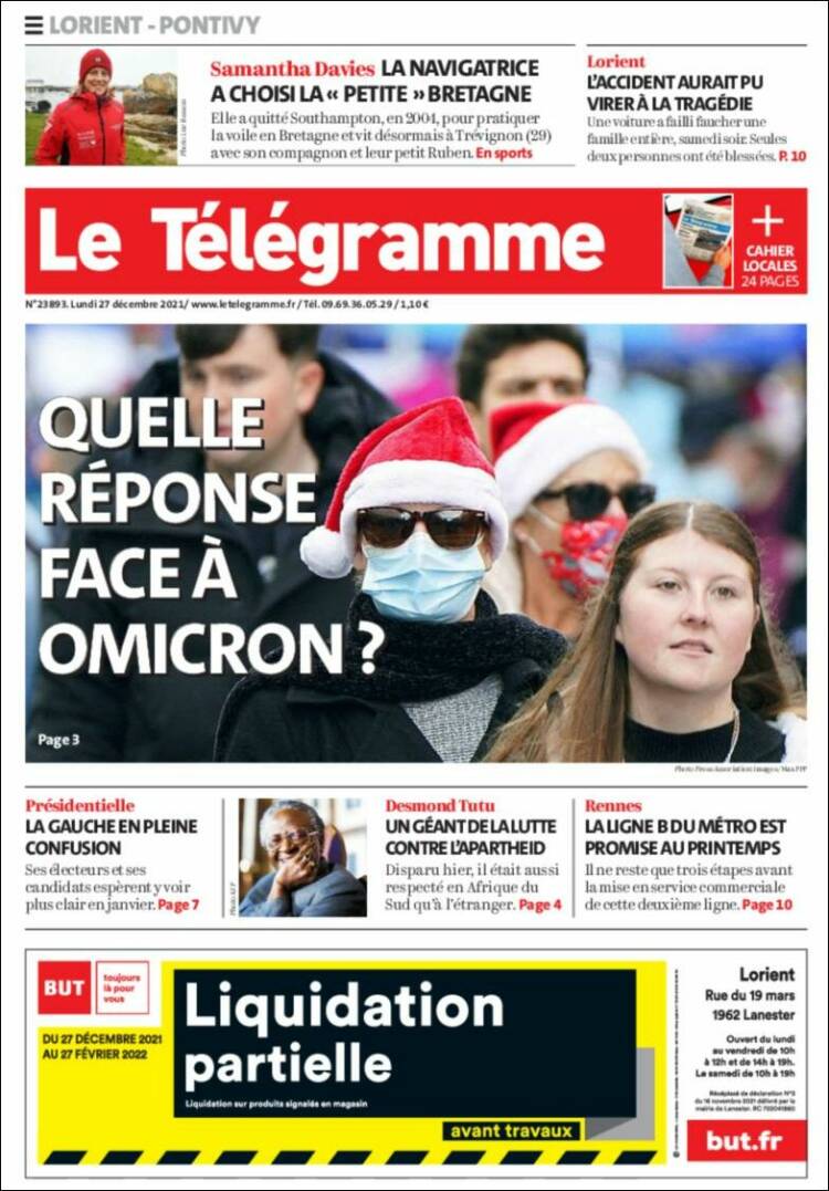 Portada de Télégramme (Francia)