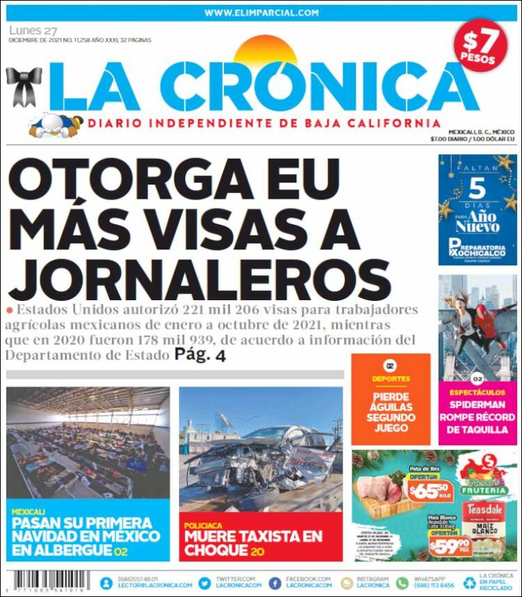 Portada de La Crónica de Baja California (M&eacute;xico)