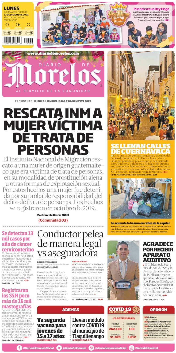 Portada de Diario de Morelos (M&eacute;xico)