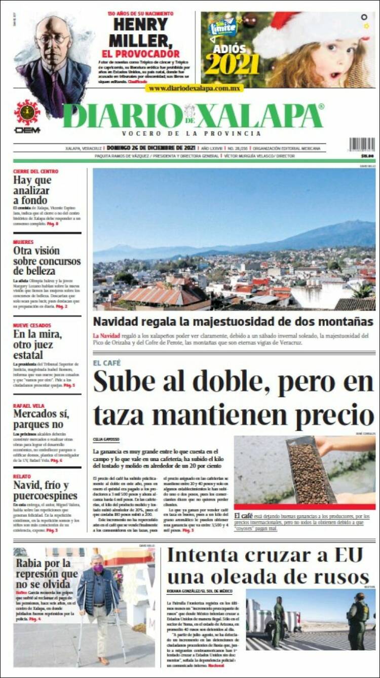 Portada de Diario de Xalapa (M&eacute;xico)