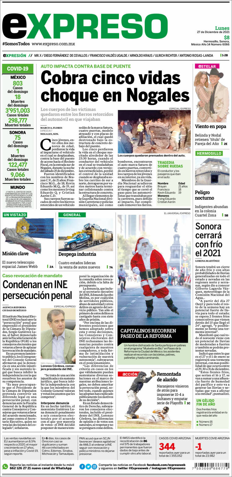Portada de Expreso (M&eacute;xico)