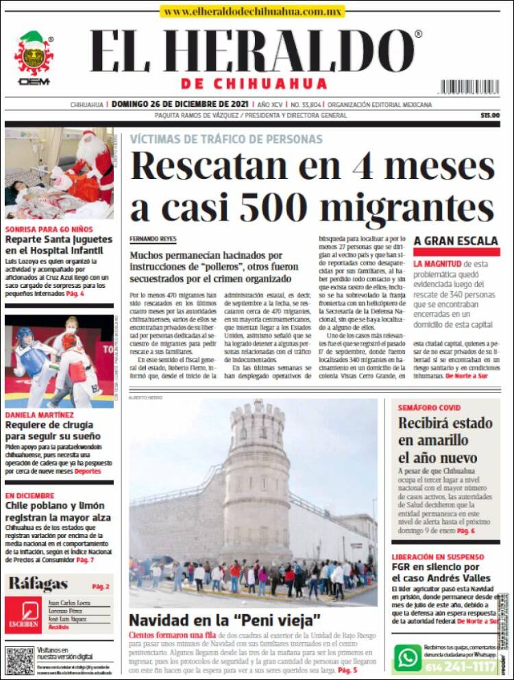 Portada de El Heraldo de Chihuahua (M&eacute;xico)