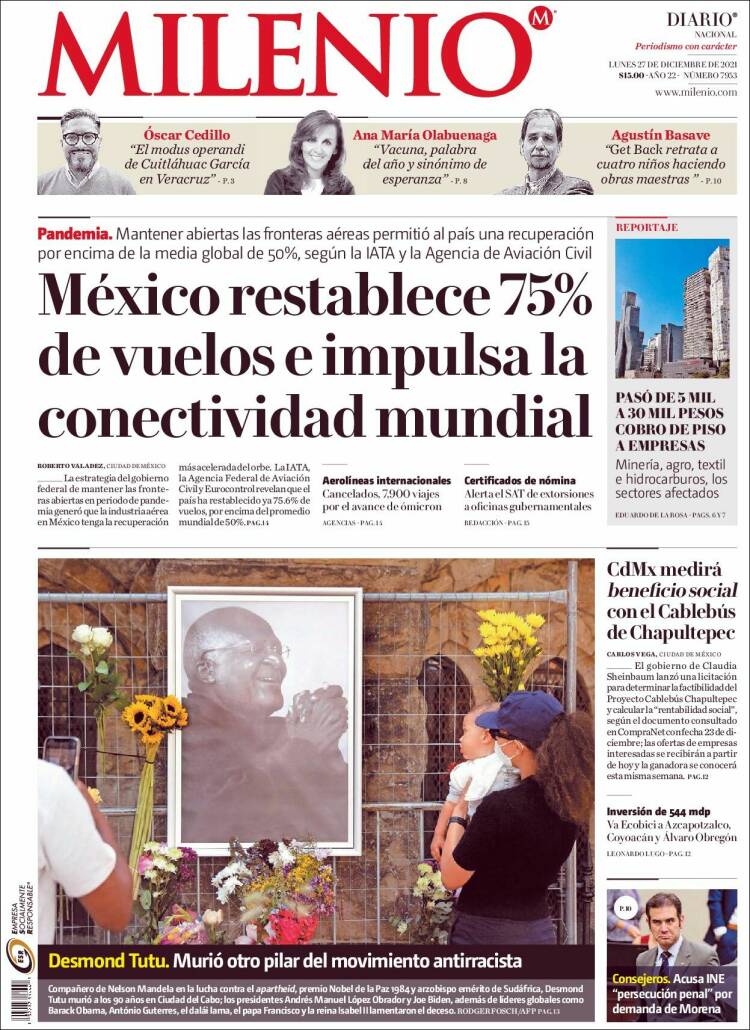 Portada de Milenio (M&eacute;xico)