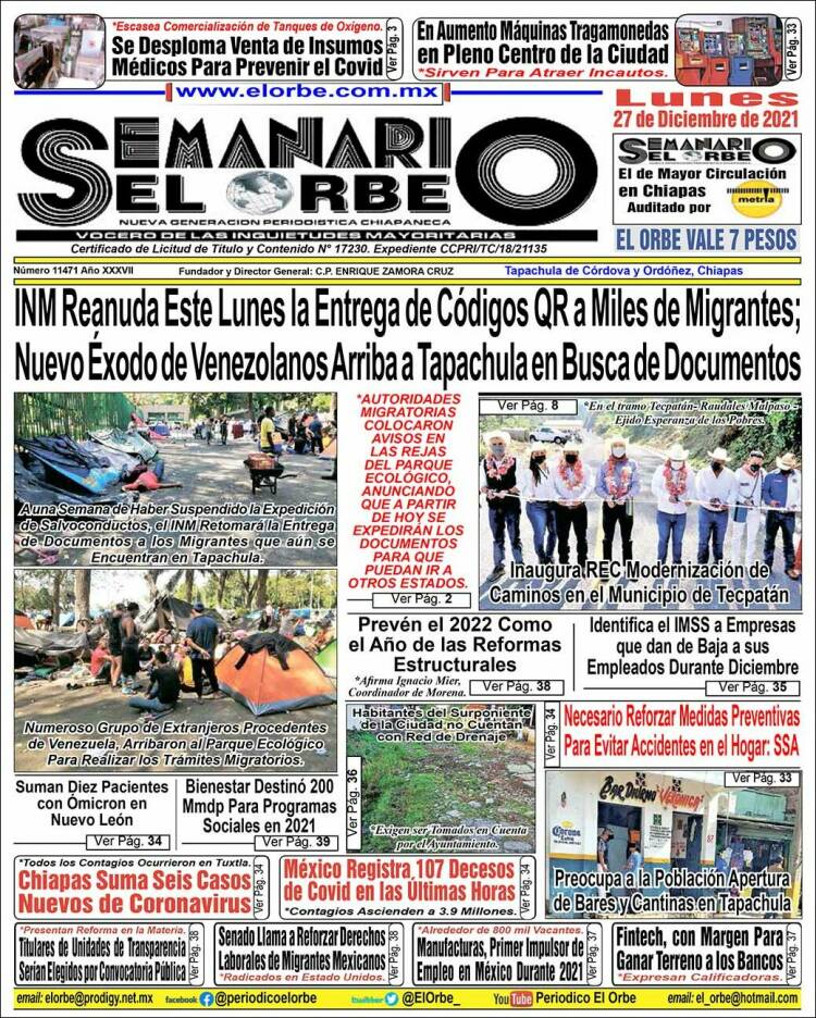 Portada de El Orbe (M&eacute;xico)