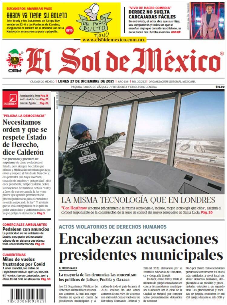 Portada de El Sol de México (M&eacute;xico)
