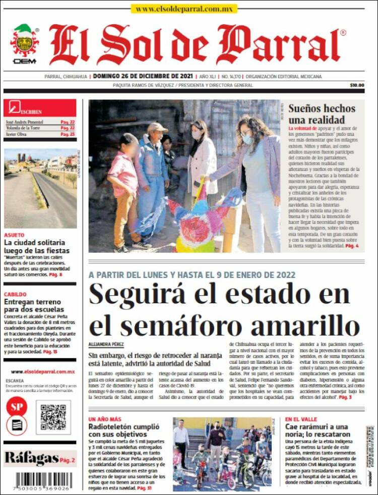 Portada de El Sol de Parral (M&eacute;xico)