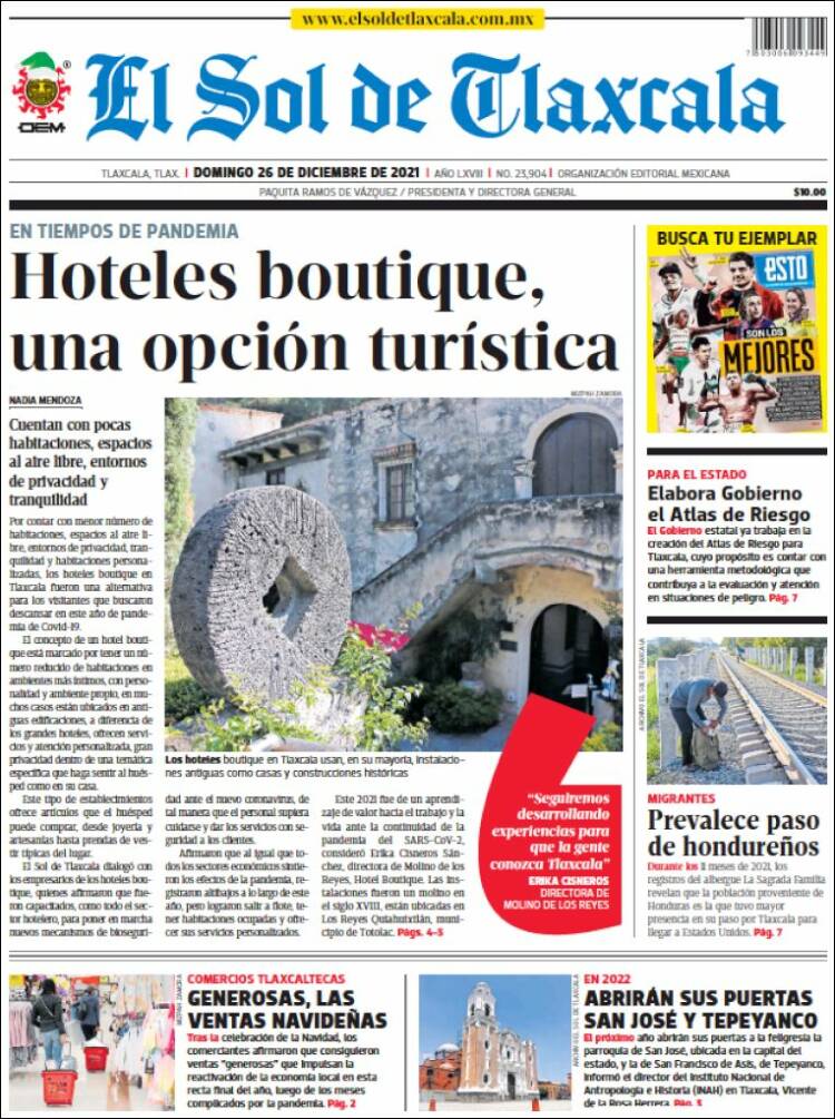 Portada de El Sol de Tlaxcala (M&eacute;xico)