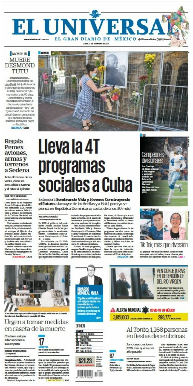 Portada de El Universal (M&eacute;xico)