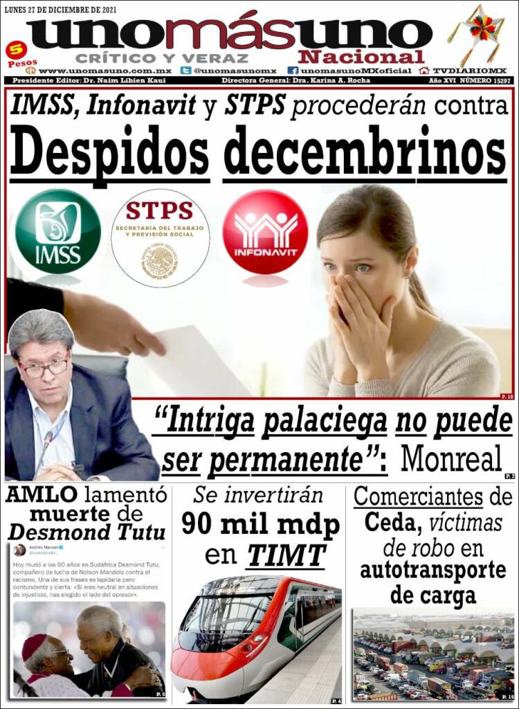 Portada de unomásuno (M&eacute;xico)
