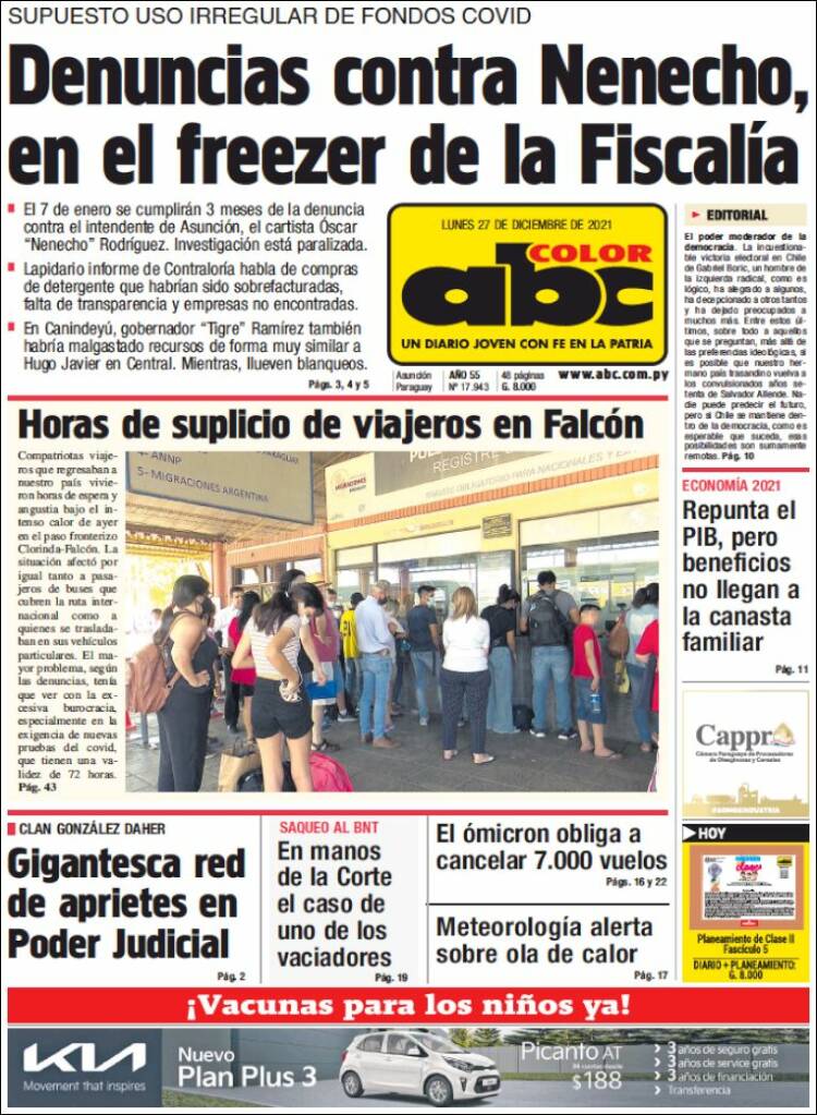 Portada de ABC Color (Paraguay)