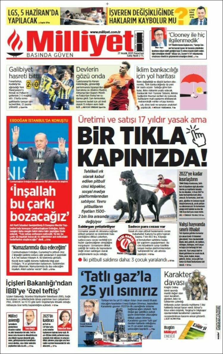 Portada de Milliyet (Turqu&iacute;a)