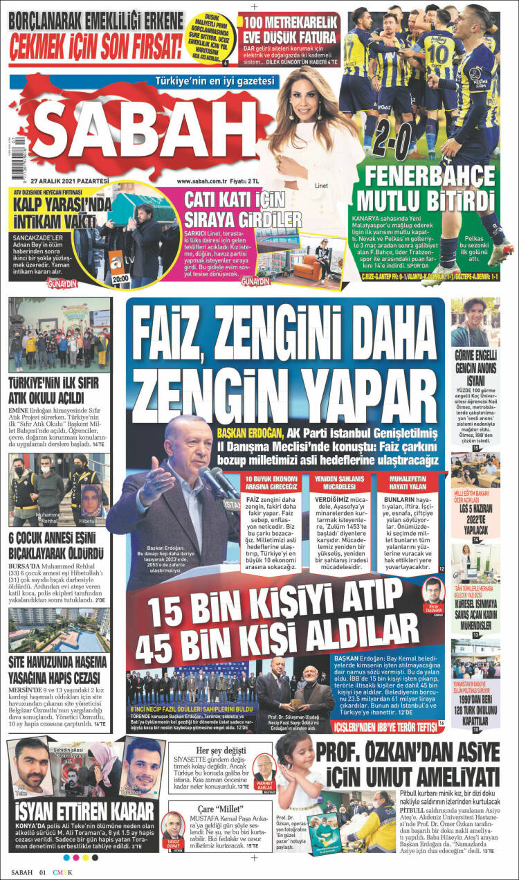 Portada de Sabah (Turqu&iacute;a)