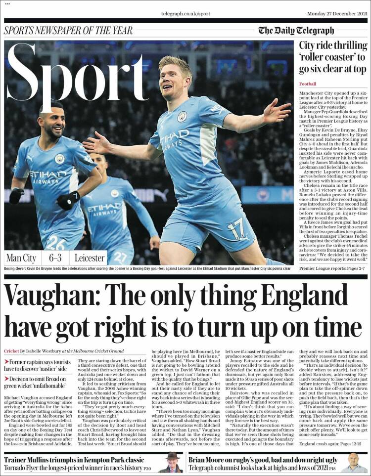 Portada de Daily Telegraph (Reino Unido)