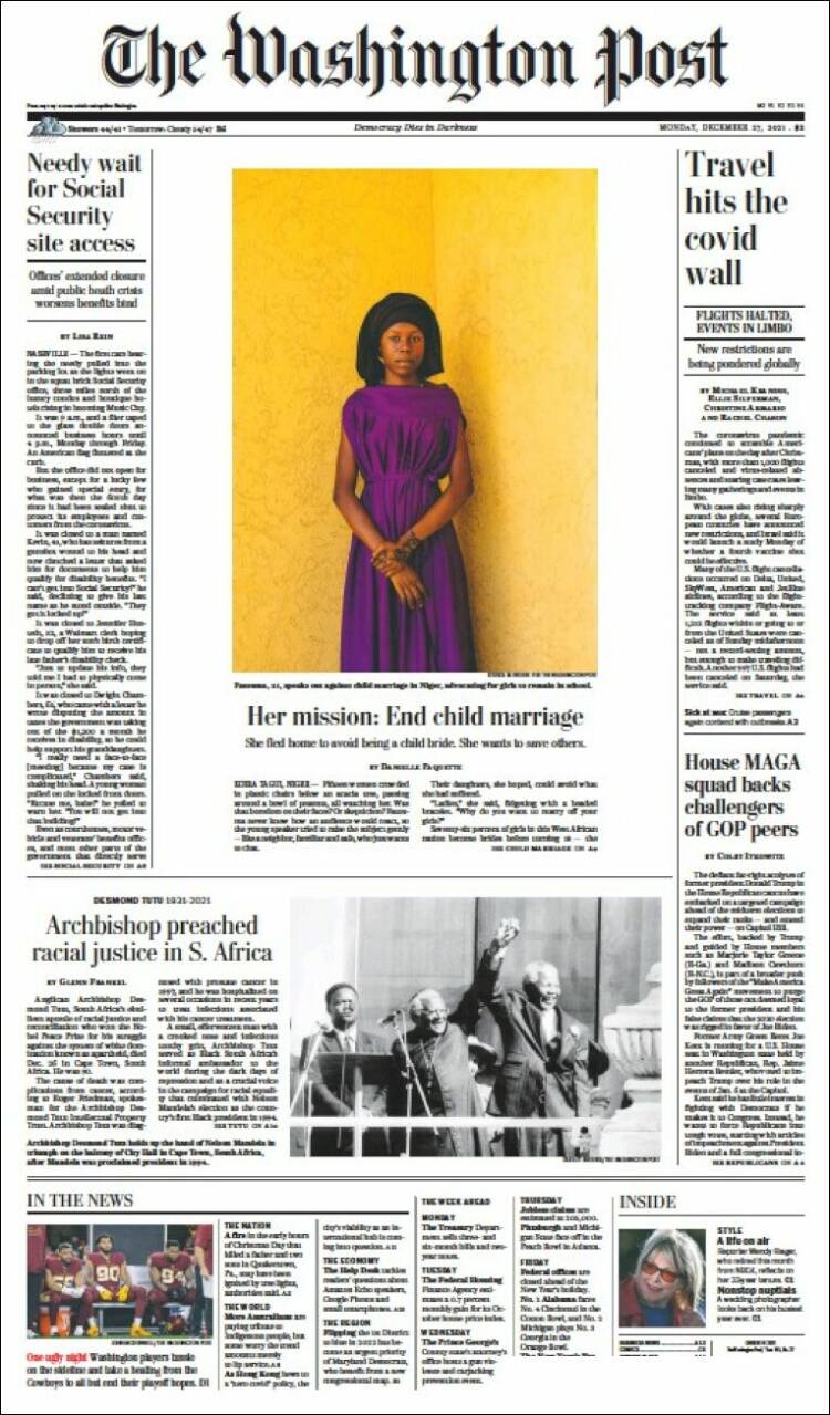 Portada de The Washington Post (USA)