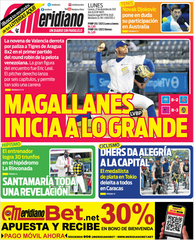 Portada de Meridiano (Venezuela)