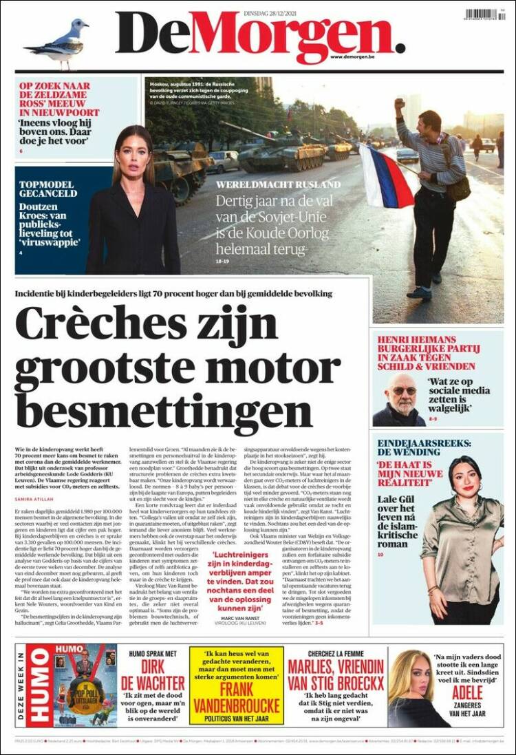 Portada de De Morgen (B&eacute;lgica)