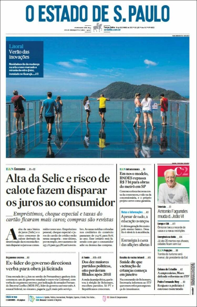 Portada de O Estado de São Paulo (Brasil)