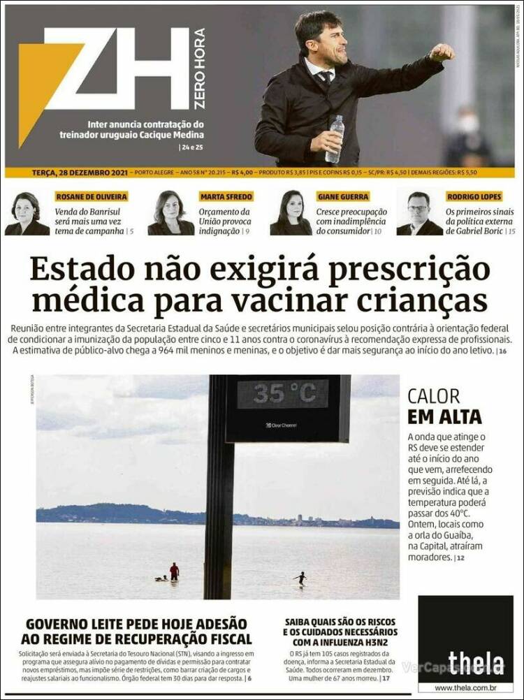 Portada de Zero Hora (Brasil)