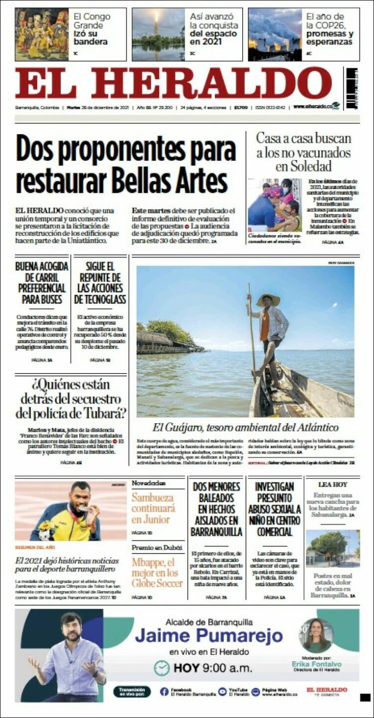 Portada de El Heraldo (Colombia)