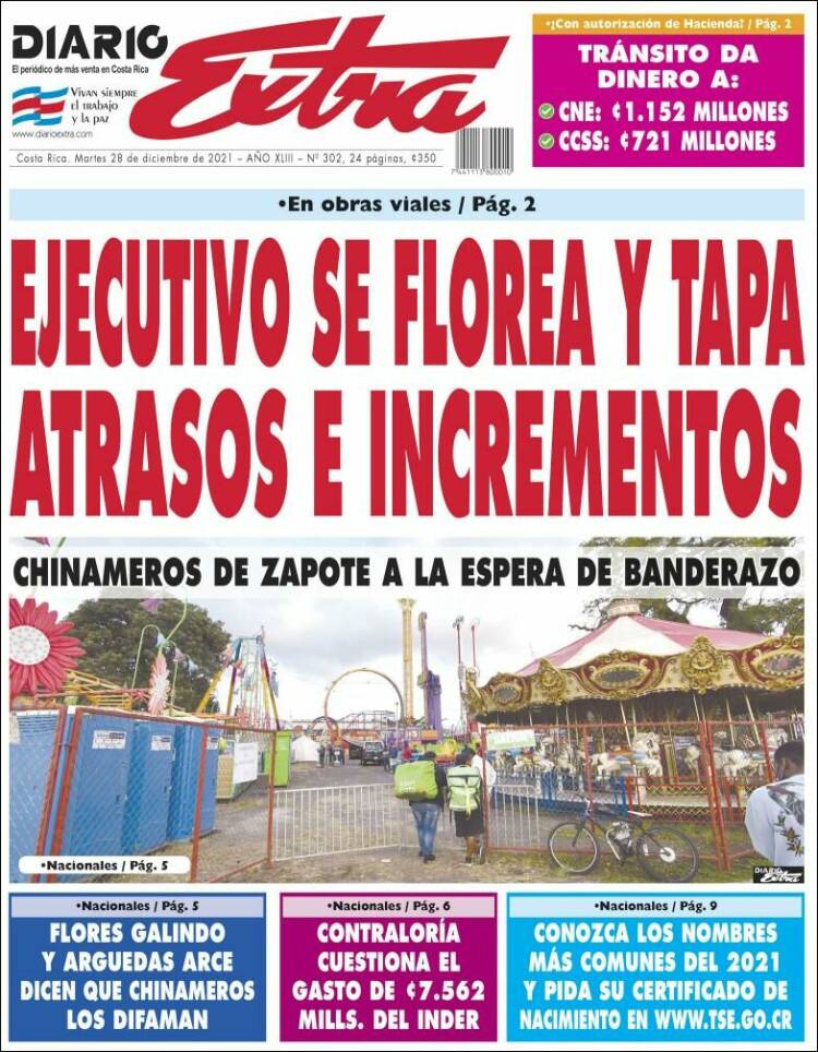 Portada de Diario Extra (Costa Rica)