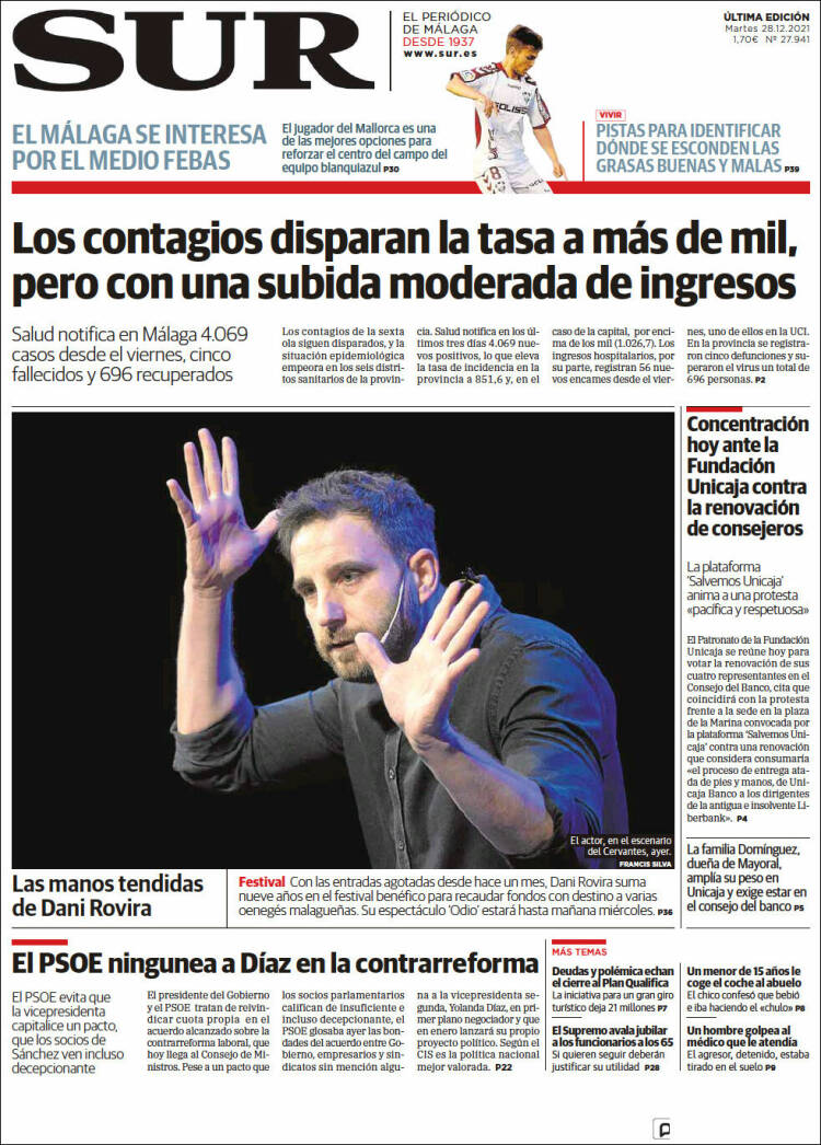 Portada de Diario el Sur (España)