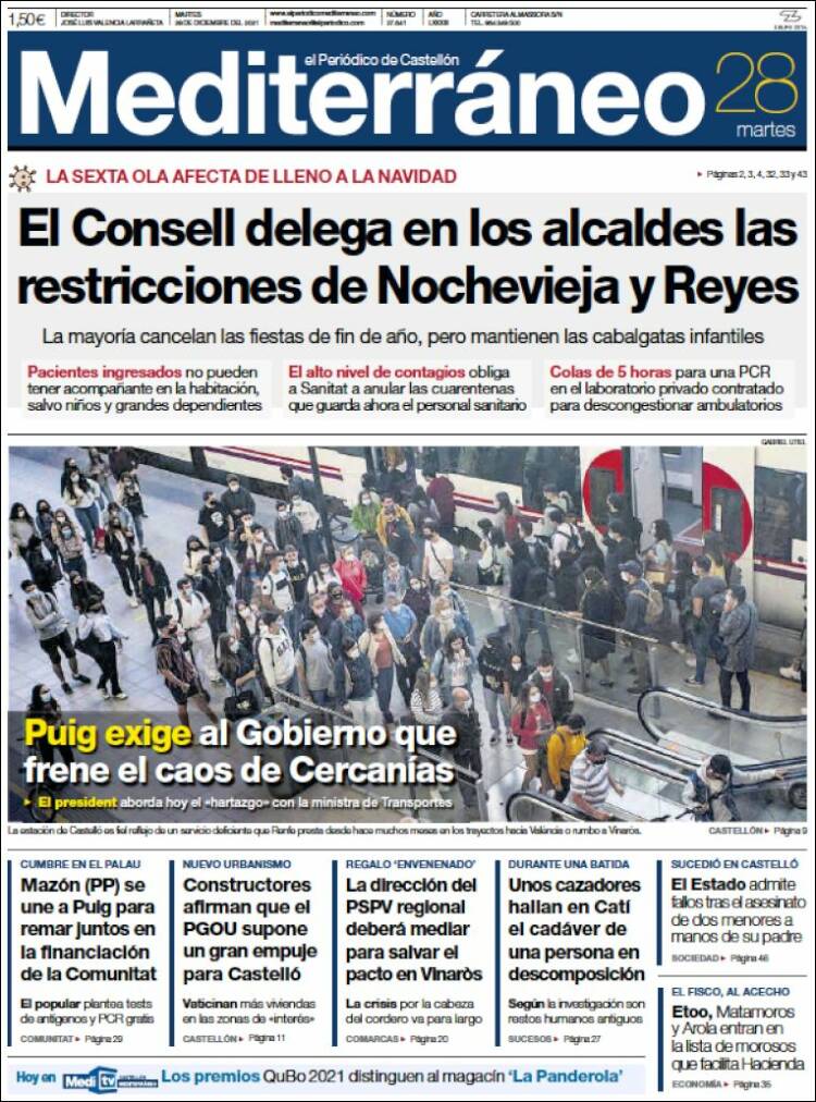 Portada de El Periódico Mediterraneo (Espa&ntilde;a)