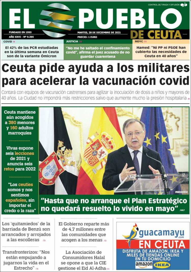Portada de El Pueblo de Ceuta (Espa&ntilde;a)