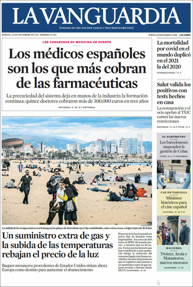 Portada de La Vanguardia (Espa&ntilde;a)