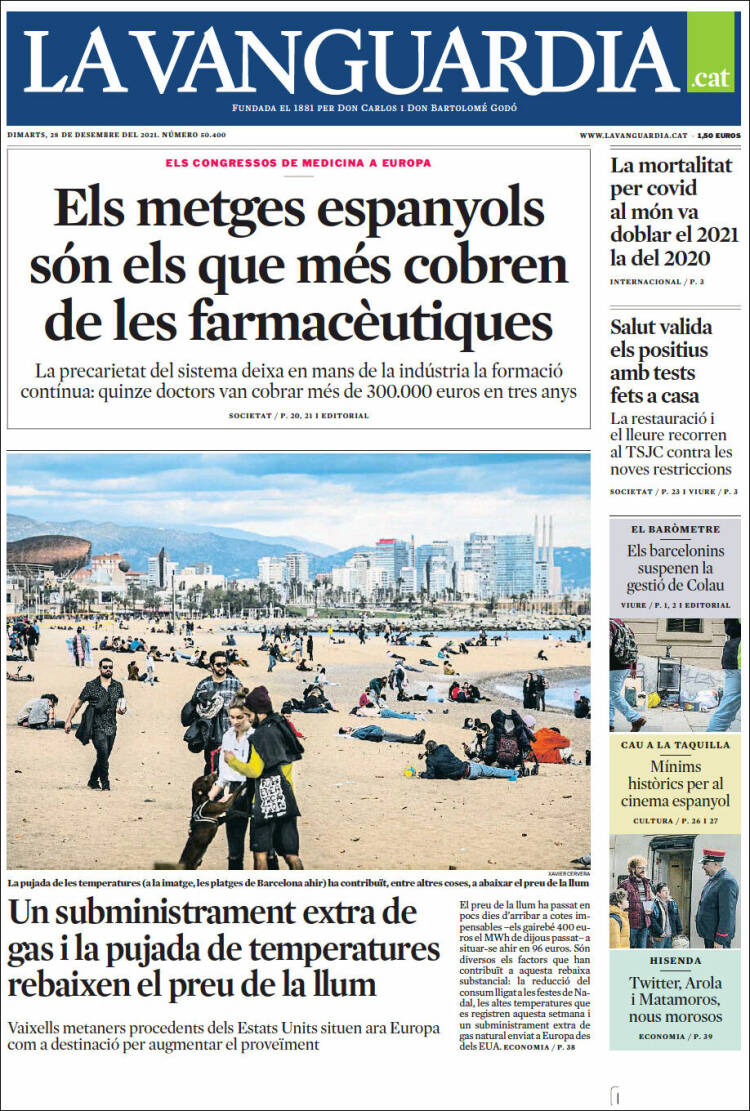 Portada de La Vanguardia (Espa&ntilde;a)