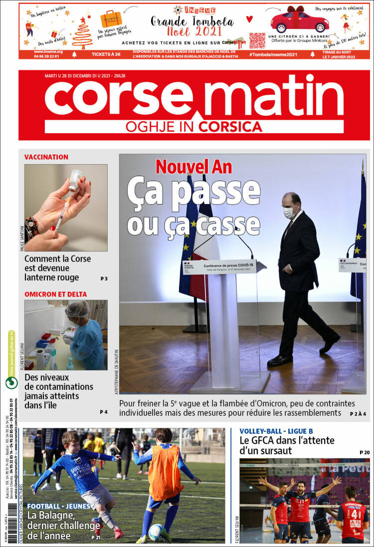 Portada de Corse-Matin (Francia)