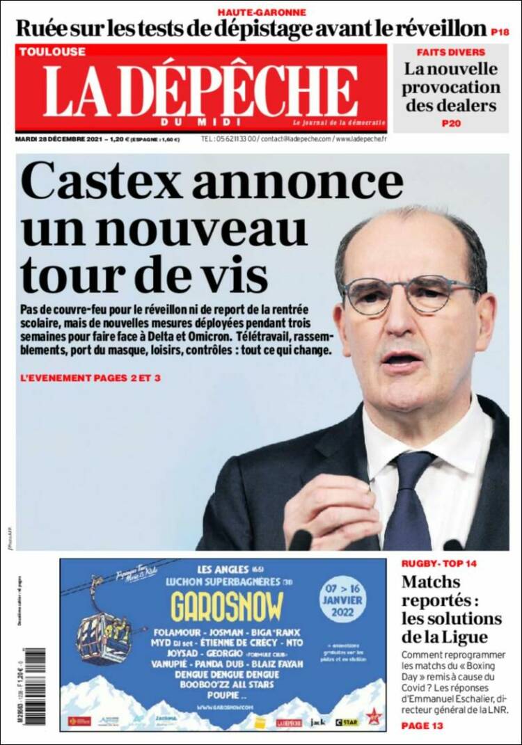 Portada de La Dépêche du Midi (Francia)