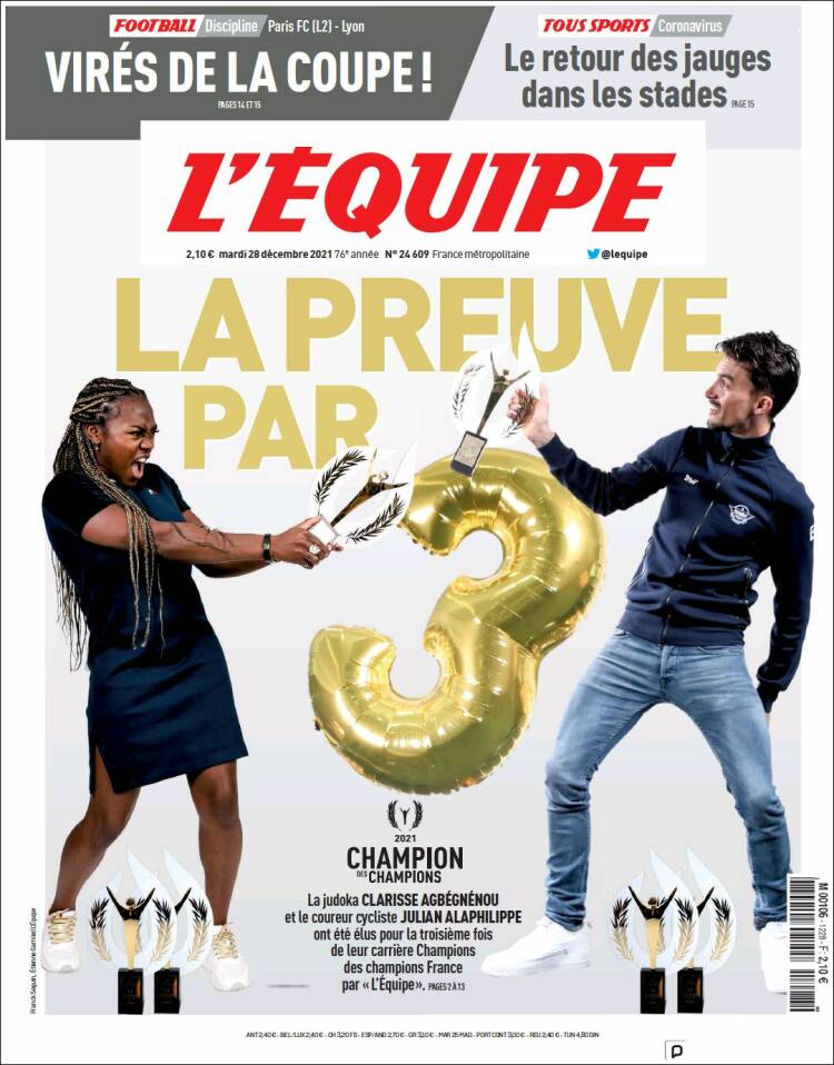 Portada de L'Equipe (Francia)