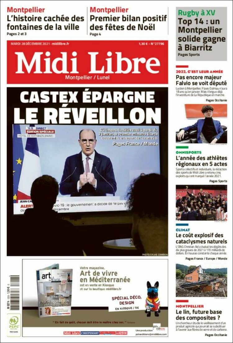 Portada de Midi Libre (Francia)