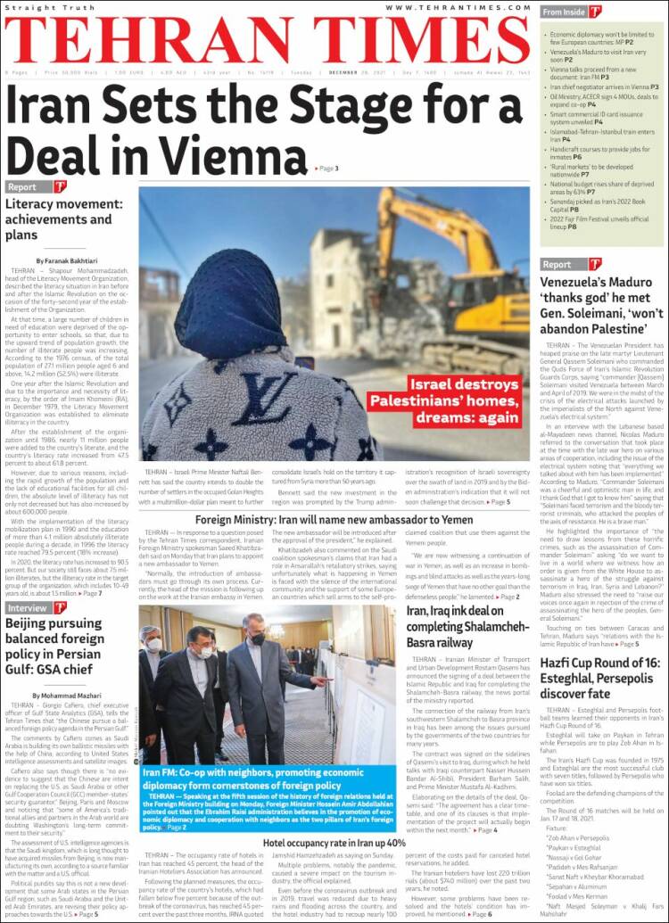 Portada de TehranTimes (Ir&aacute;n)