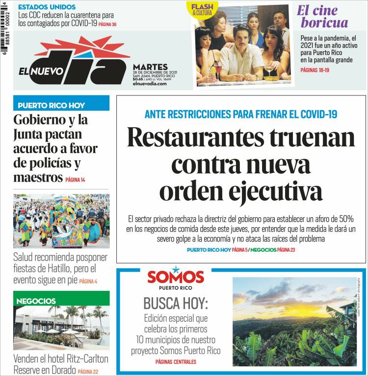 Portada de El Nuevo Día (Puerto Rico)