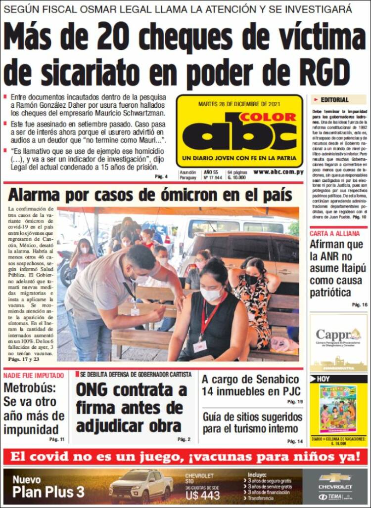 Portada de ABC Color (Paraguay)