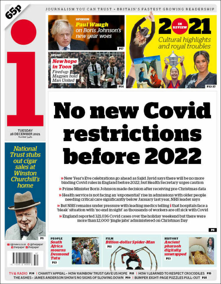 Portada de The i (Reino Unido)