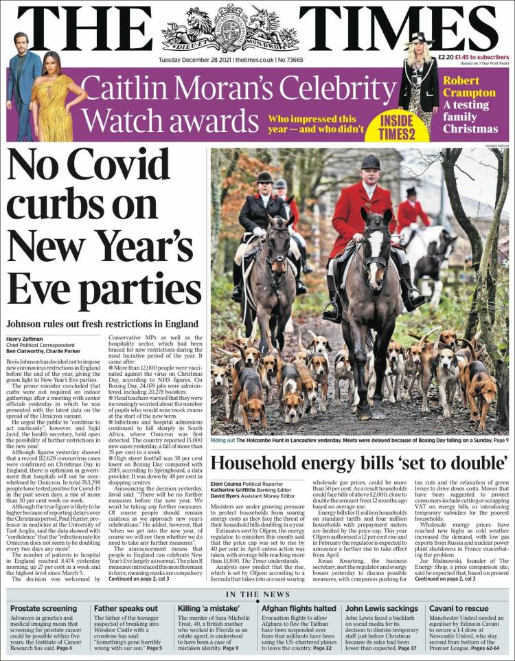 Portada de The Times (Reino Unido)