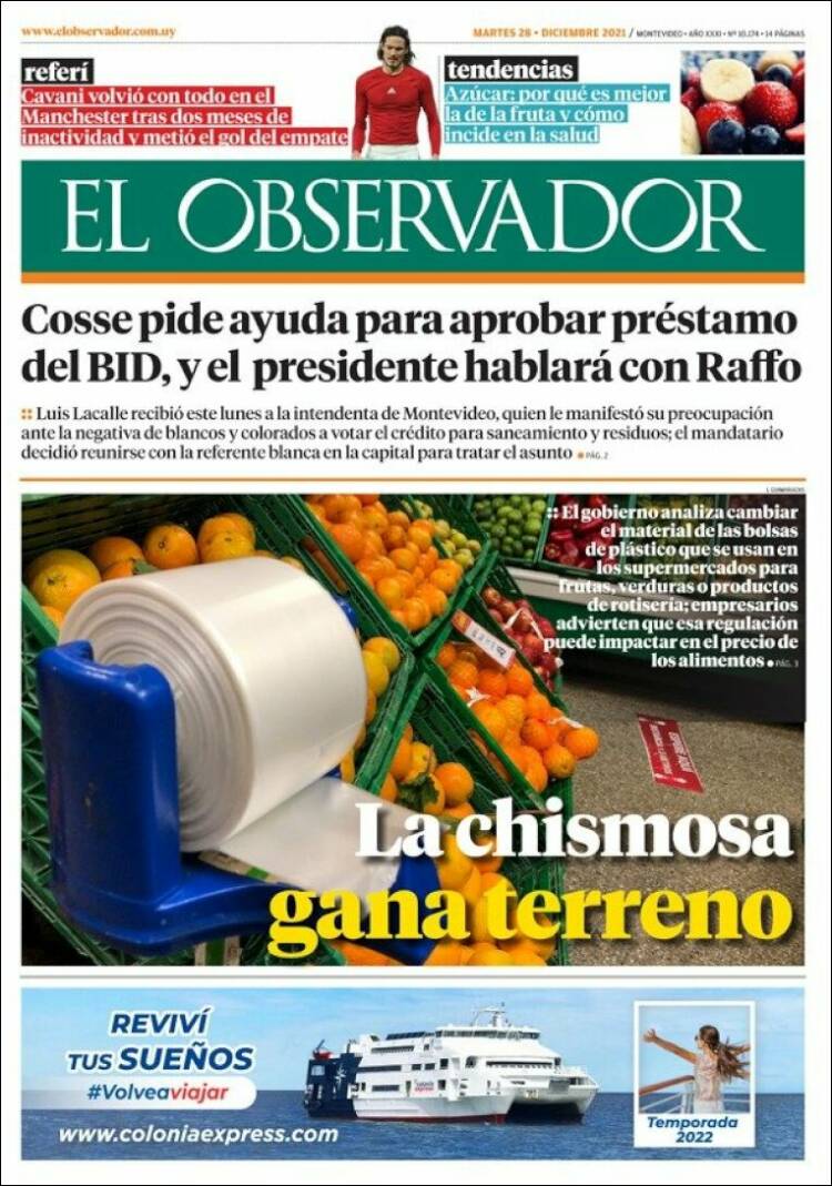 Portada de El Observador (Uruguay)