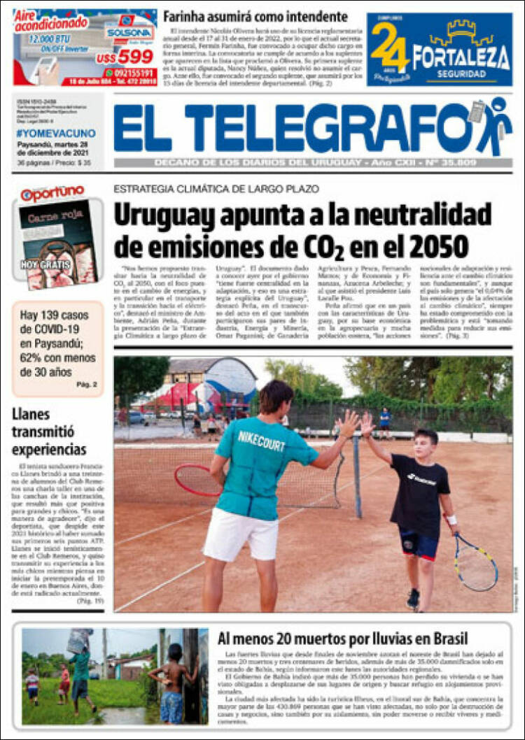 Portada de El Telégrafo (Uruguay)