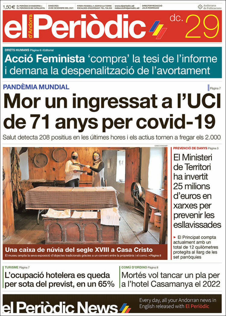 Portada de El Periòdic d'Andorra (Andorra)