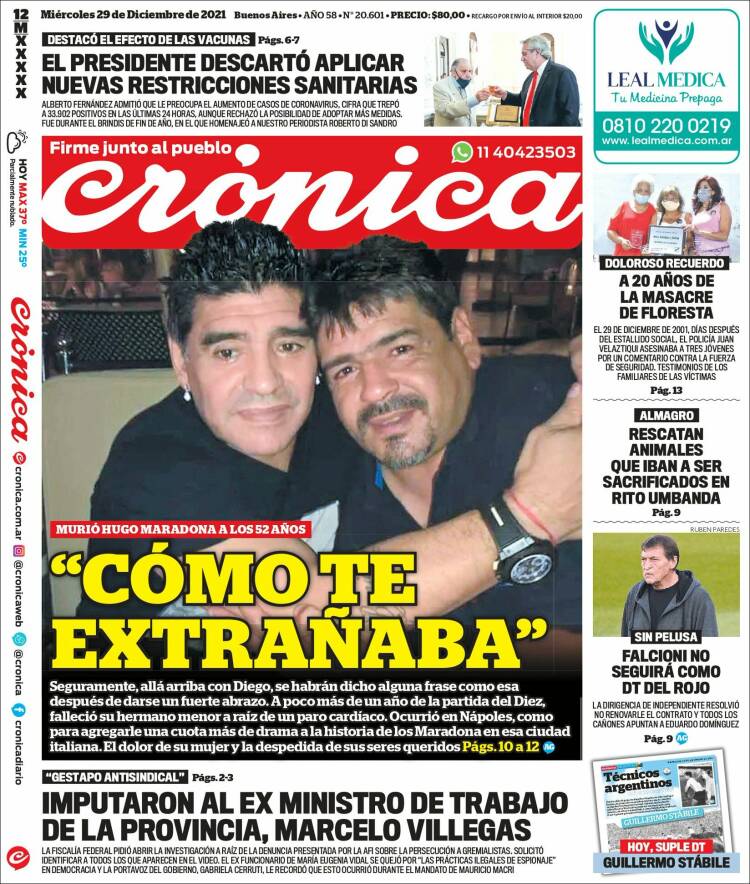 Portada de Crónica (Argentina)