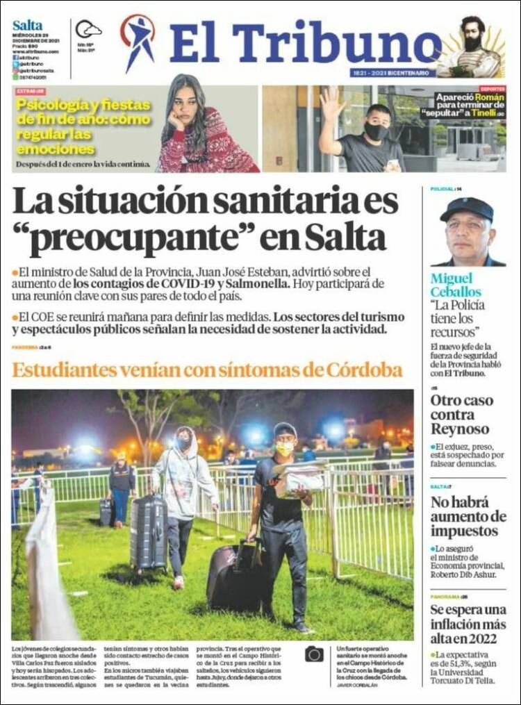 Portada de El Tribuno - Salta (Argentina)