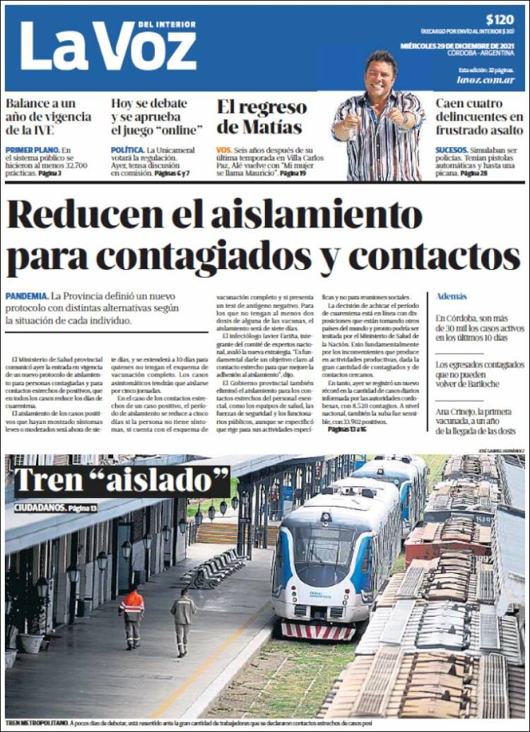 Portada de La Voz del Interior (Argentina)